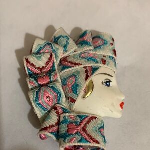 Colorful Artistic Face Cameo Brooch